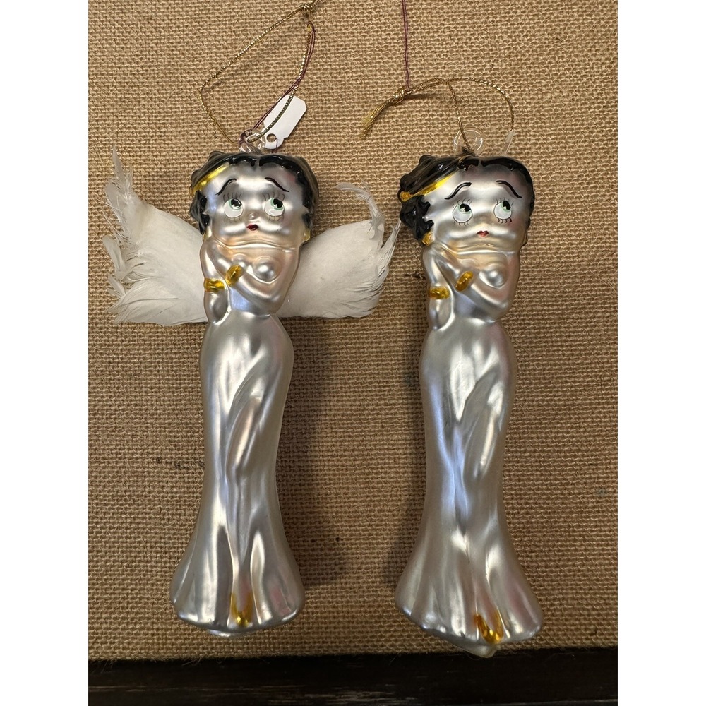 Betty Boop Satin Glass Angel Ornaments Set of 2 Perfect for Christmas 1998